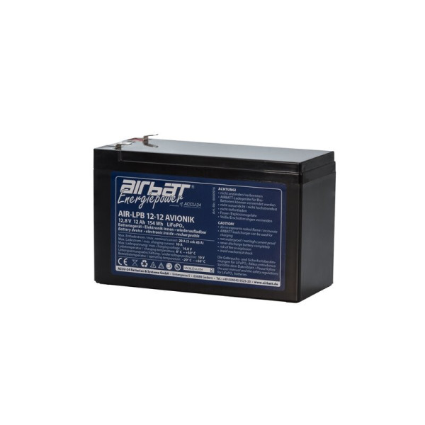 Batterie Avionique AIRBATT - 12V 12Ah LiFePO4 LPB (Avec certificat UL2054 pour CS-Stan 0034)