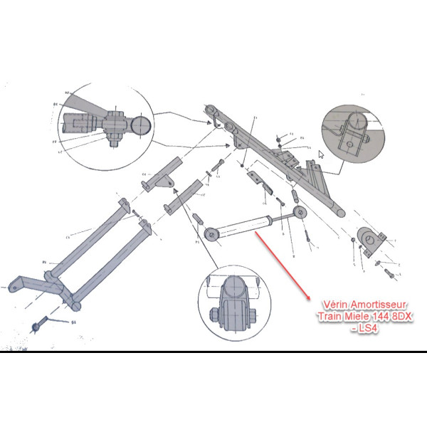 Vérin Amortisseur Train Miele 144 8DX - LS4 / LS3