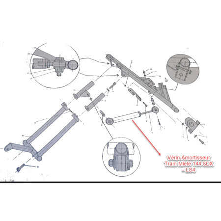 Vérin Amortisseur Train Miele 144 8DX - LS4 / LS3